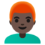 MAN: RED HAIR emoji with dark skin tone skin tone