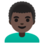 MAN: CURLY HAIR emoji with dark skin tone skin tone