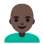 MAN: BALD emoji with dark skin tone skin tone