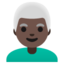 MAN: WHITE HAIR emoji with dark skin tone skin tone