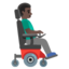 MAN IN MOTORIZED WHEELCHAIR FACING RIGHT emoji with dark skin tone skin tone