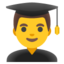 MAN STUDENT emoji in Google's design style - Unicode 1F468-200D-1F393