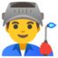 MAN FACTORY WORKER emoji in Google's design style - Unicode 1F468-200D-1F3ED