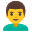 MAN: CURLY HAIR emoji in Google's design style - Unicode 1F468-200D-1F9B1