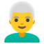 MAN: WHITE HAIR emoji in Google's design style - Unicode 1F468-200D-1F9B3