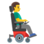 MAN IN MOTORIZED WHEELCHAIR FACING RIGHT emoji in Google's design style - Unicode 1F468-200D-1F9BC-200D-27A1-FE0F