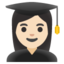 WOMAN STUDENT emoji with light skin tone skin tone