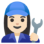 WOMAN MECHANIC emoji with light skin tone skin tone