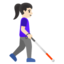 WOMAN WITH WHITE CANE FACING RIGHT emoji with light skin tone skin tone