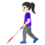 WOMAN WITH WHITE CANE emoji with light skin tone skin tone