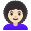 WOMAN: CURLY HAIR emoji with light skin tone skin tone