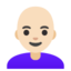 WOMAN: BALD emoji with light skin tone skin tone