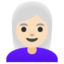 WOMAN: WHITE HAIR emoji with light skin tone skin tone