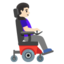 WOMAN IN MOTORIZED WHEELCHAIR FACING RIGHT emoji with light skin tone skin tone