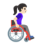 WOMAN IN MANUAL WHEELCHAIR FACING RIGHT emoji with light skin tone skin tone