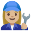 WOMAN MECHANIC emoji with medium-light skin tone skin tone