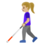 WOMAN WITH WHITE CANE emoji with medium-light skin tone skin tone