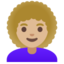 WOMAN: CURLY HAIR emoji with medium-light skin tone skin tone