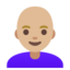 WOMAN: BALD emoji with medium-light skin tone skin tone