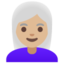 WOMAN: WHITE HAIR emoji with medium-light skin tone skin tone