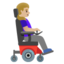 WOMAN IN MOTORIZED WHEELCHAIR FACING RIGHT emoji with medium-light skin tone skin tone