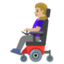 WOMAN IN MOTORIZED WHEELCHAIR emoji with medium-light skin tone skin tone