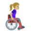 WOMAN IN MANUAL WHEELCHAIR FACING RIGHT emoji with medium-light skin tone skin tone