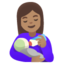 WOMAN FEEDING BABY emoji with medium skin tone skin tone