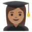 WOMAN STUDENT emoji with medium skin tone skin tone