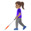 WOMAN WITH WHITE CANE emoji with medium skin tone skin tone