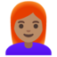 WOMAN: RED HAIR emoji with medium skin tone skin tone