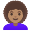 WOMAN: CURLY HAIR emoji with medium skin tone skin tone