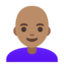 WOMAN: BALD emoji with medium skin tone skin tone