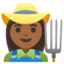 WOMAN FARMER emoji with medium-dark skin tone skin tone