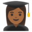 WOMAN STUDENT emoji with medium-dark skin tone skin tone