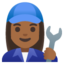 WOMAN MECHANIC emoji with medium-dark skin tone skin tone