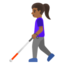 WOMAN WITH WHITE CANE emoji with medium-dark skin tone skin tone