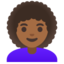 WOMAN: CURLY HAIR emoji with medium-dark skin tone skin tone