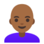 WOMAN: BALD emoji with medium-dark skin tone skin tone