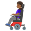 WOMAN IN MOTORIZED WHEELCHAIR emoji with medium-dark skin tone skin tone