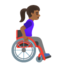 WOMAN IN MANUAL WHEELCHAIR FACING RIGHT emoji with medium-dark skin tone skin tone