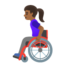 WOMAN IN MANUAL WHEELCHAIR emoji with medium-dark skin tone skin tone