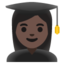 WOMAN STUDENT emoji with dark skin tone skin tone