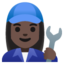 WOMAN MECHANIC emoji with dark skin tone skin tone