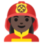 WOMAN FIREFIGHTER emoji with dark skin tone skin tone