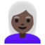 WOMAN: WHITE HAIR emoji with dark skin tone skin tone