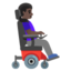 WOMAN IN MOTORIZED WHEELCHAIR FACING RIGHT emoji with dark skin tone skin tone