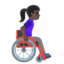 WOMAN IN MANUAL WHEELCHAIR FACING RIGHT emoji with dark skin tone skin tone