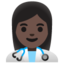 WOMAN HEALTH WORKER emoji with dark skin tone skin tone