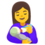 WOMAN FEEDING BABY emoji in Google's design style - Unicode 1F469-200D-1F37C